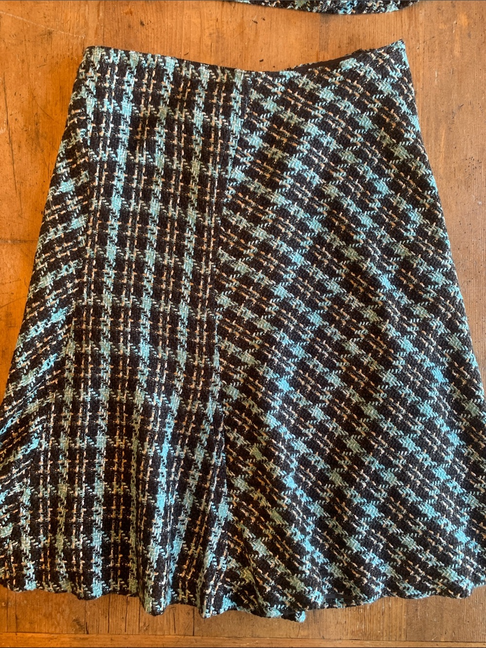 Women's Black and Teal Tweed Blazer Jacket - Blazer and Skirt - Picture 14 of 16